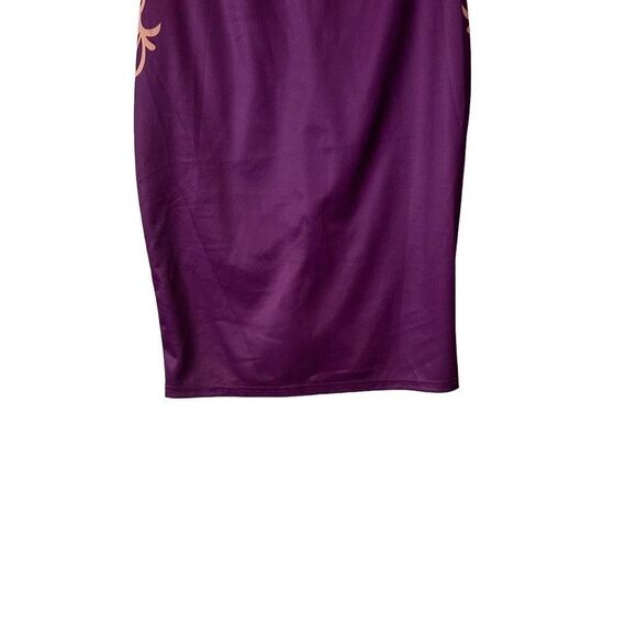 Elegant Purple Midi Dress with Floral Design - Picture 4 of 13